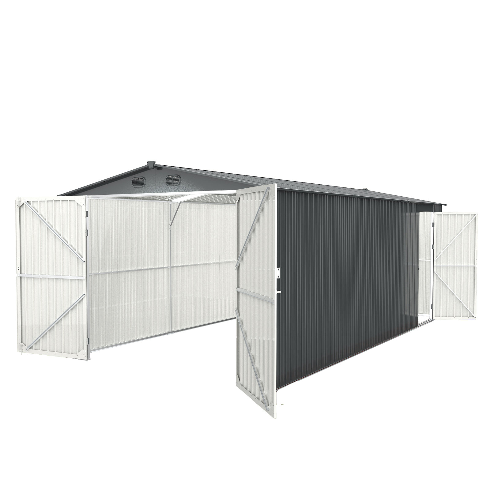 断捨離中　チャコールグレーXS Arlmont & Co. Lachezara 10 ft. W X 20 ft. D Metal Storage Shed